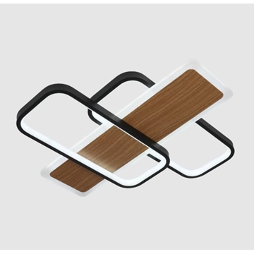 PLAFON LED FORQUETA 120W NEGRO Y MADERA CON MANDO - Imagen 1